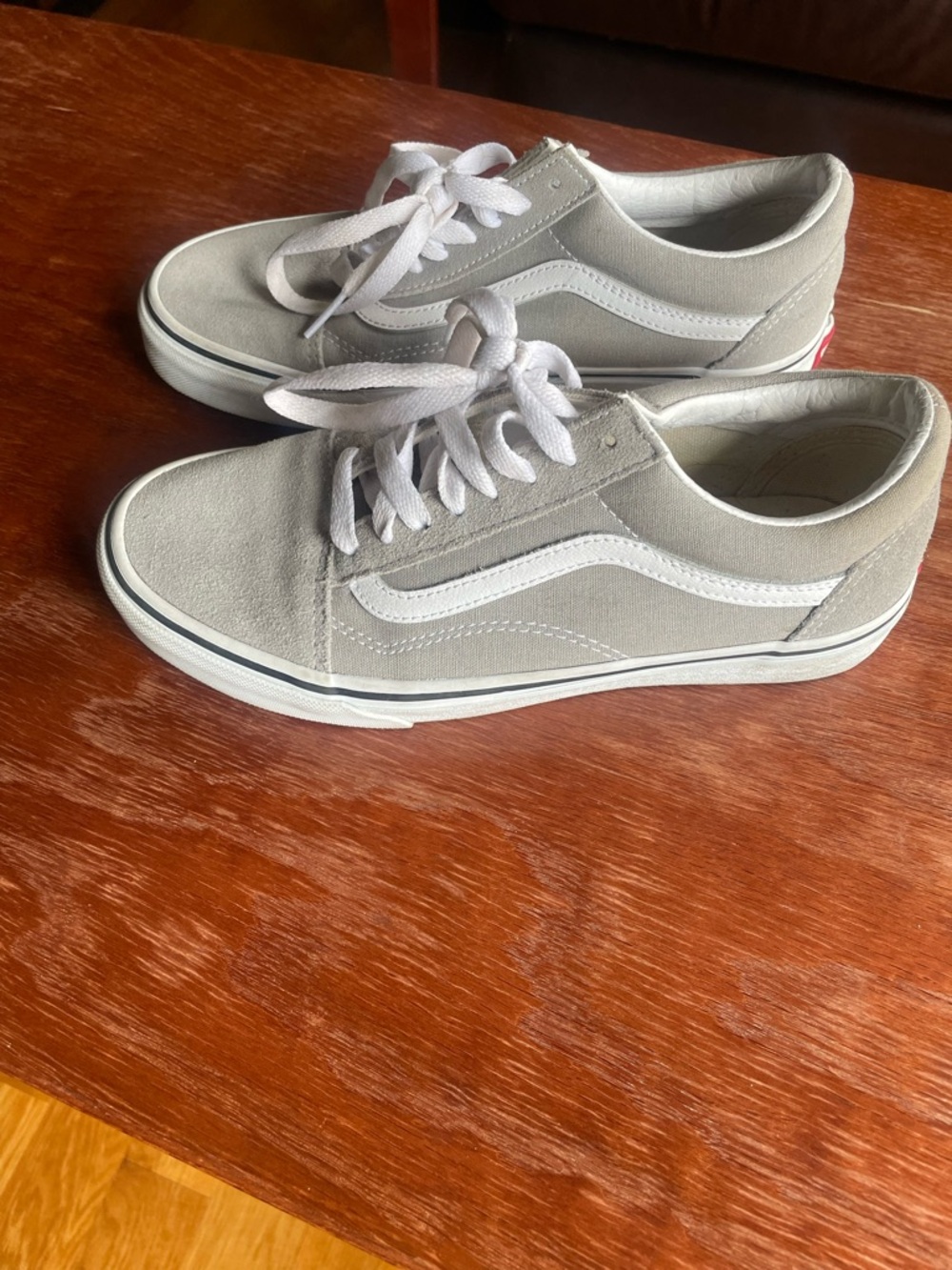 Vans Gray and White Old Skool Low-Top Sneakers